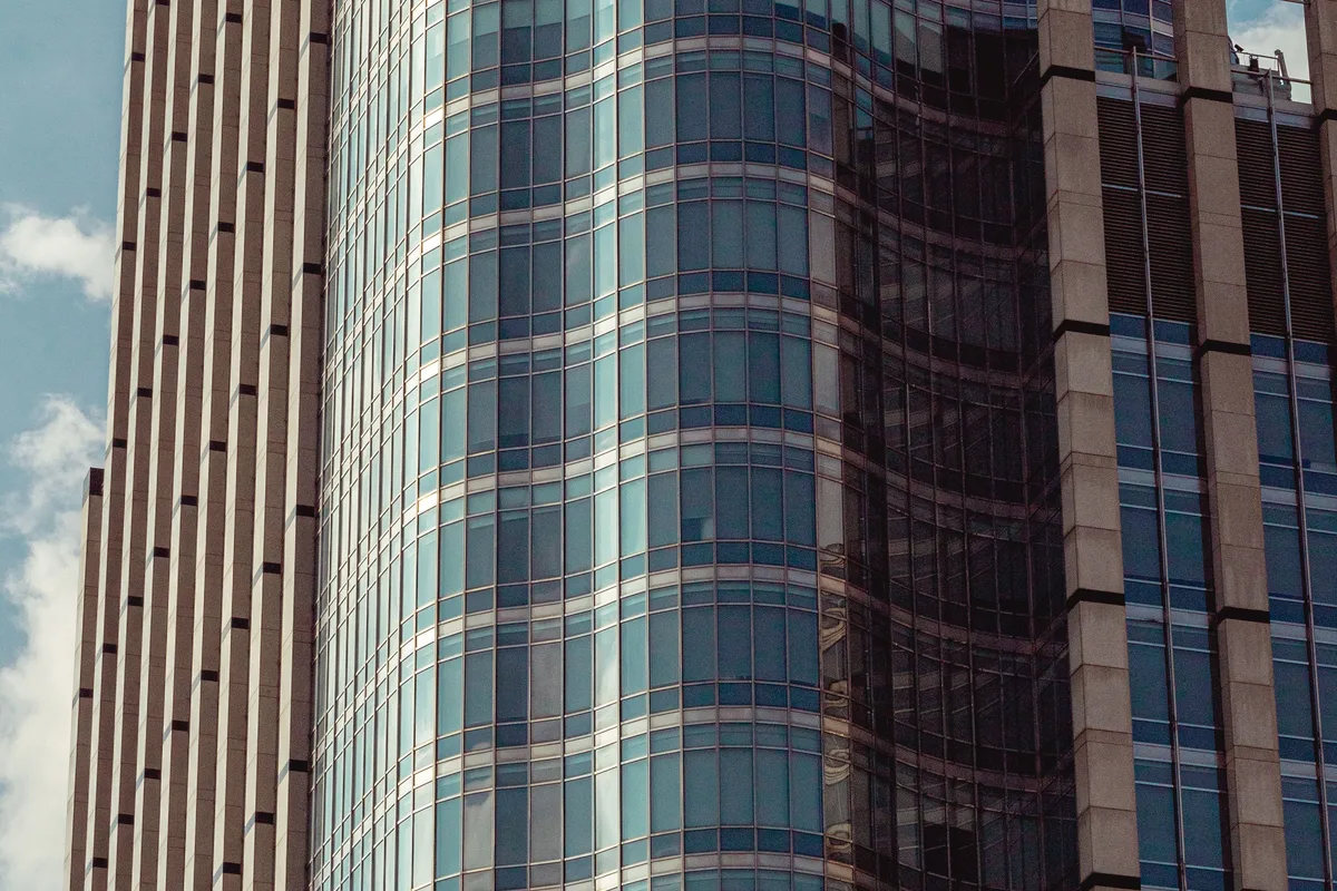 Completed modern commercial building exterior