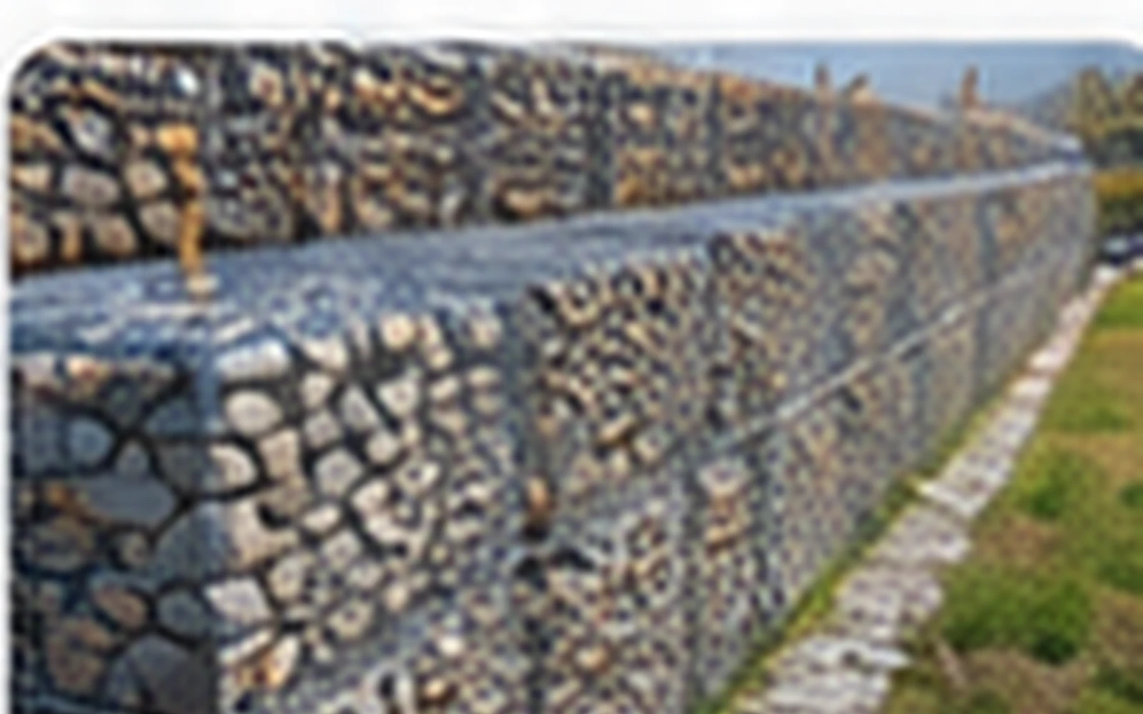 Gabion wall slope protection along roadway