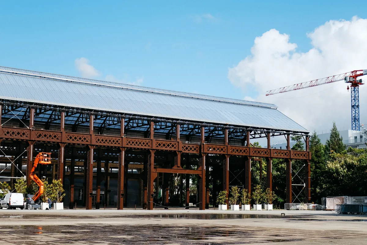 Manufacturing facility steel-frame construction stage